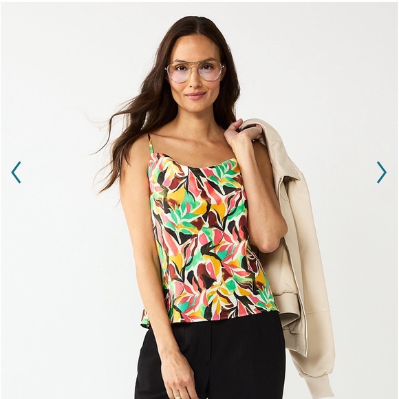 NWT Nine West coconut grove palm cowl neck satin cami - Picture 1 of 6